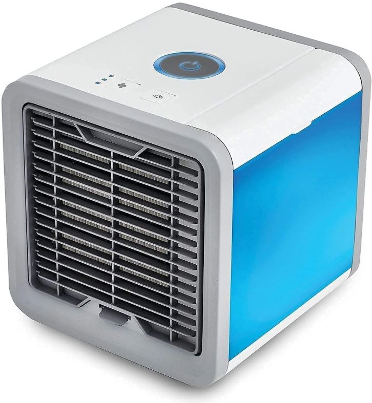 Mini Aer Condiționat Portabil 3-în-1, 3 Viteze, Led, Rezervor 750ml, 10W – Răcire, Umidificare, Purificare