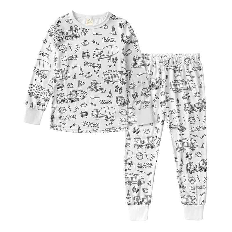Pijamale Copii Personalizabile din Bumbac 100% – Set Diy cu Carioci, Material Waffle — 5 ani